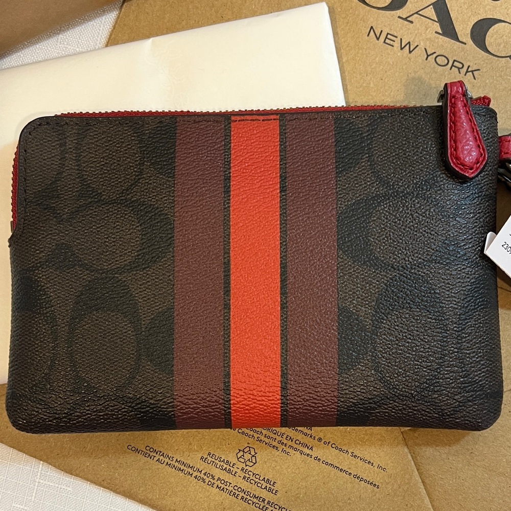 Coach Pac-Man PACMAN Signature Cherries Cherry Corner Zip Wristlet Wallet NWT - Picture 5 of 8